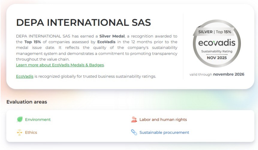 DEPA für seine CSR-Leistung mit der EcoVadis-Silbermedaille ausgezeichnet